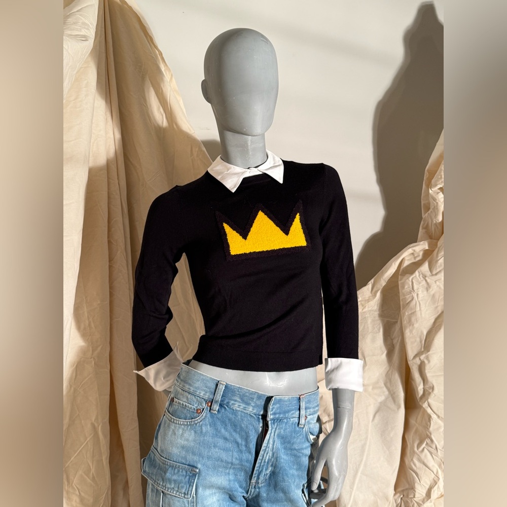 Black and Yellow Crown Sweater Top
